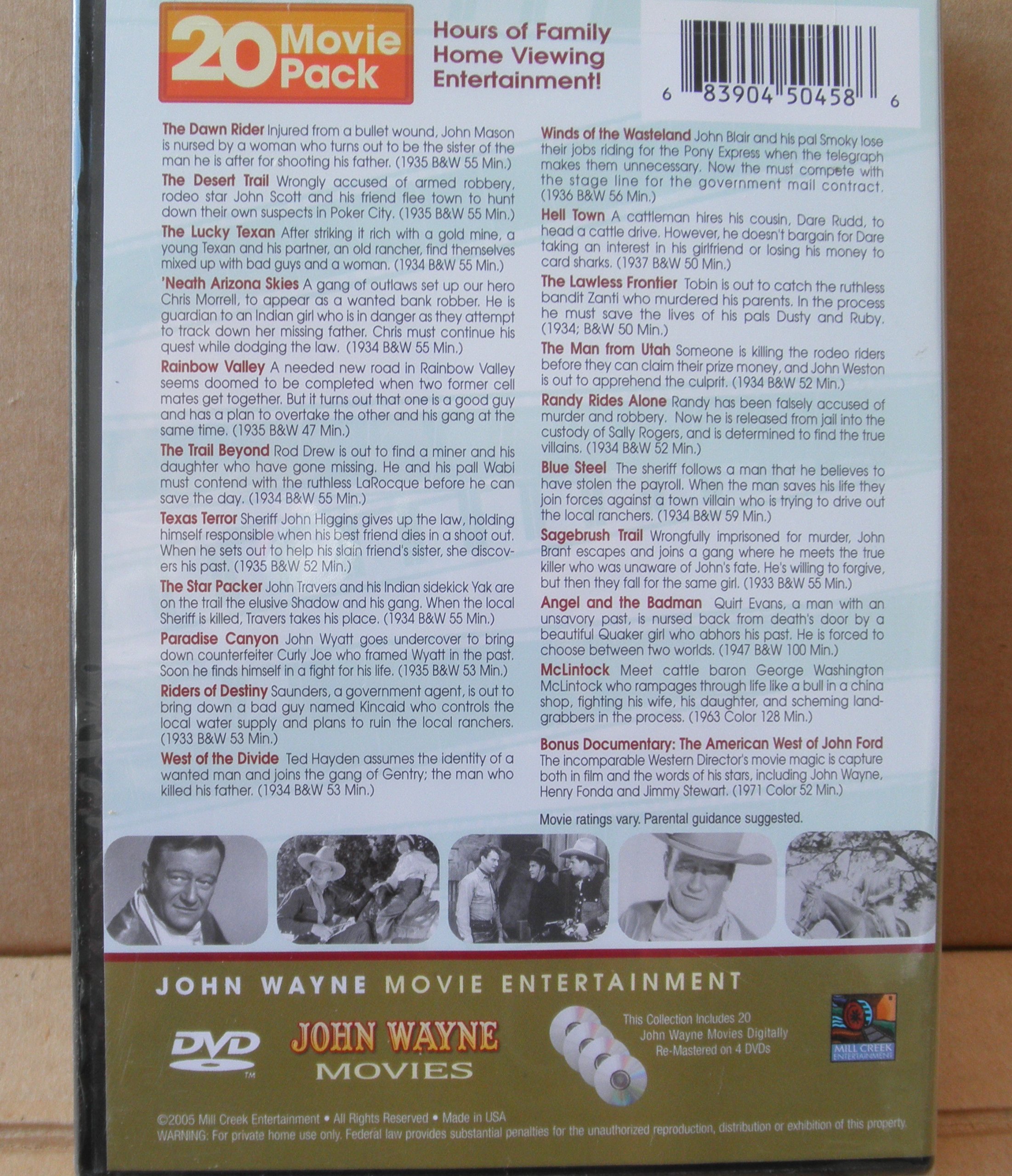 John Wayne 20 Movie Collection - 4K Digitally Remastered DVDs with Classic Western Films (The Dawn Rider, Hell Town, Blue Steel, McLintock) - Perfect for Movie Nights & Western Film Enthusiasts