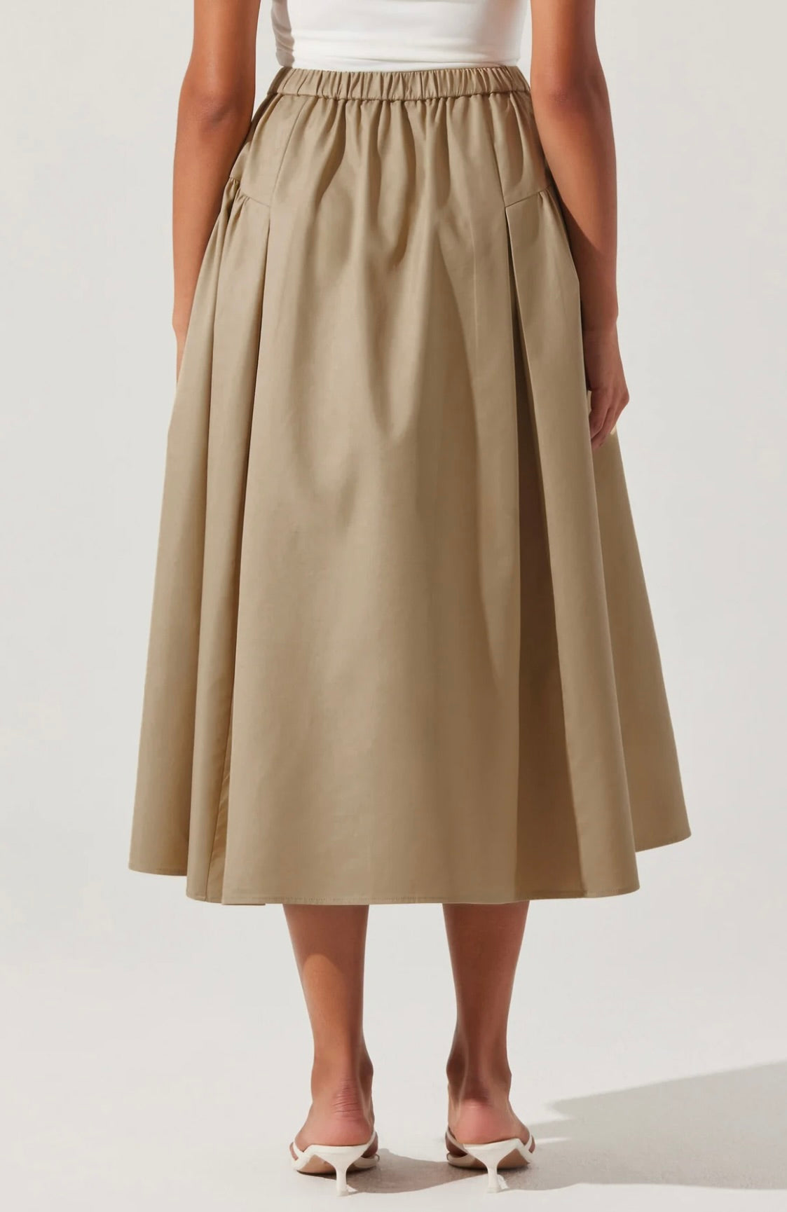 Laila Ruched Detail Midi Skirt for Women - Elegant Bodycon Pencil Skirt with Side Slit, Stretchy High Waist - Perfect for Office, Party & Date Night Outfits