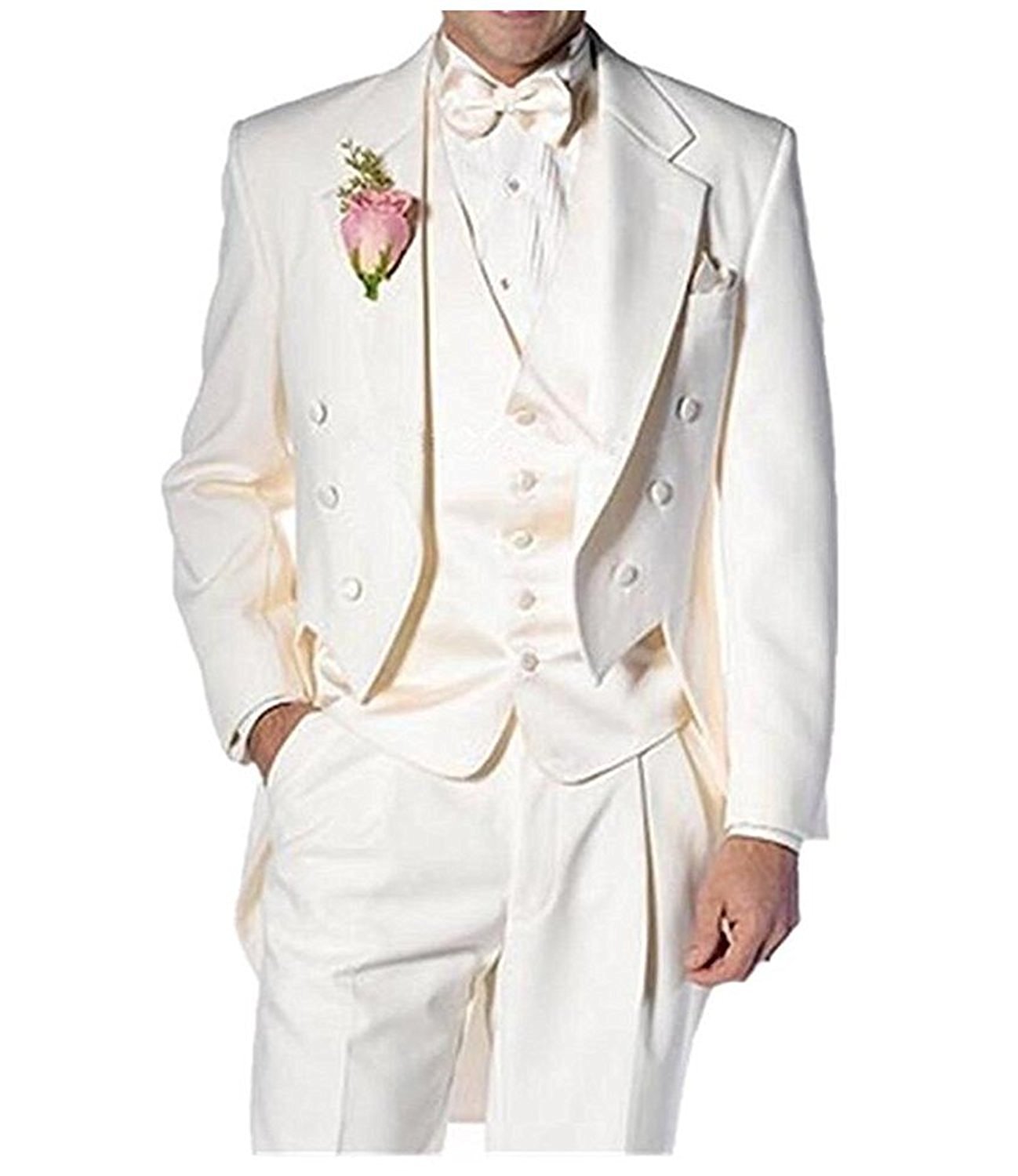 SOLOVEDRESS Men's 3 Piece Suit Set - Slim Fit Blazer, Tailcoat Jacket & Tuxedo Vest for Groomsmen, Weddings & Formal Events