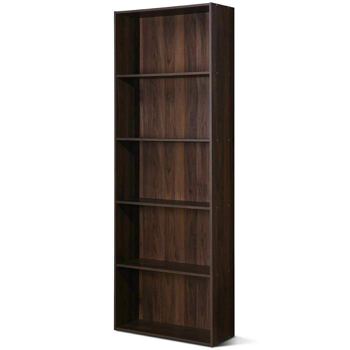 HPW Walnut 5-Tier Storage Shelf - Multi-Functional Bookshelf for Books, DVDs, Photos, Plants & Decor | Perfect for Living Room, Office, Bedroom & Nursery Organization
