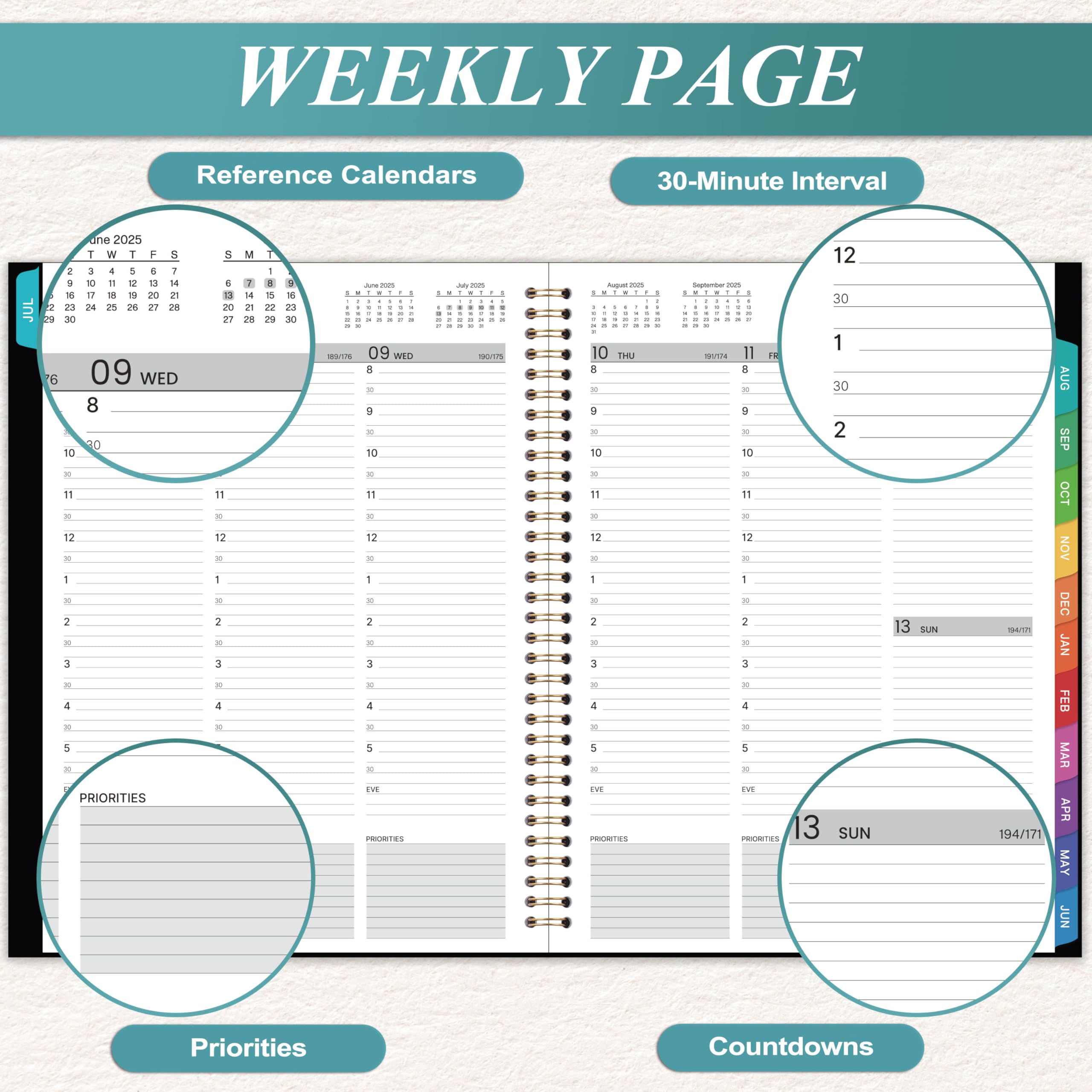 2025-2026 Weekly & Daily Planner - July 2025 to June 2026 Appointment Book with Hourly Scheduling, 9