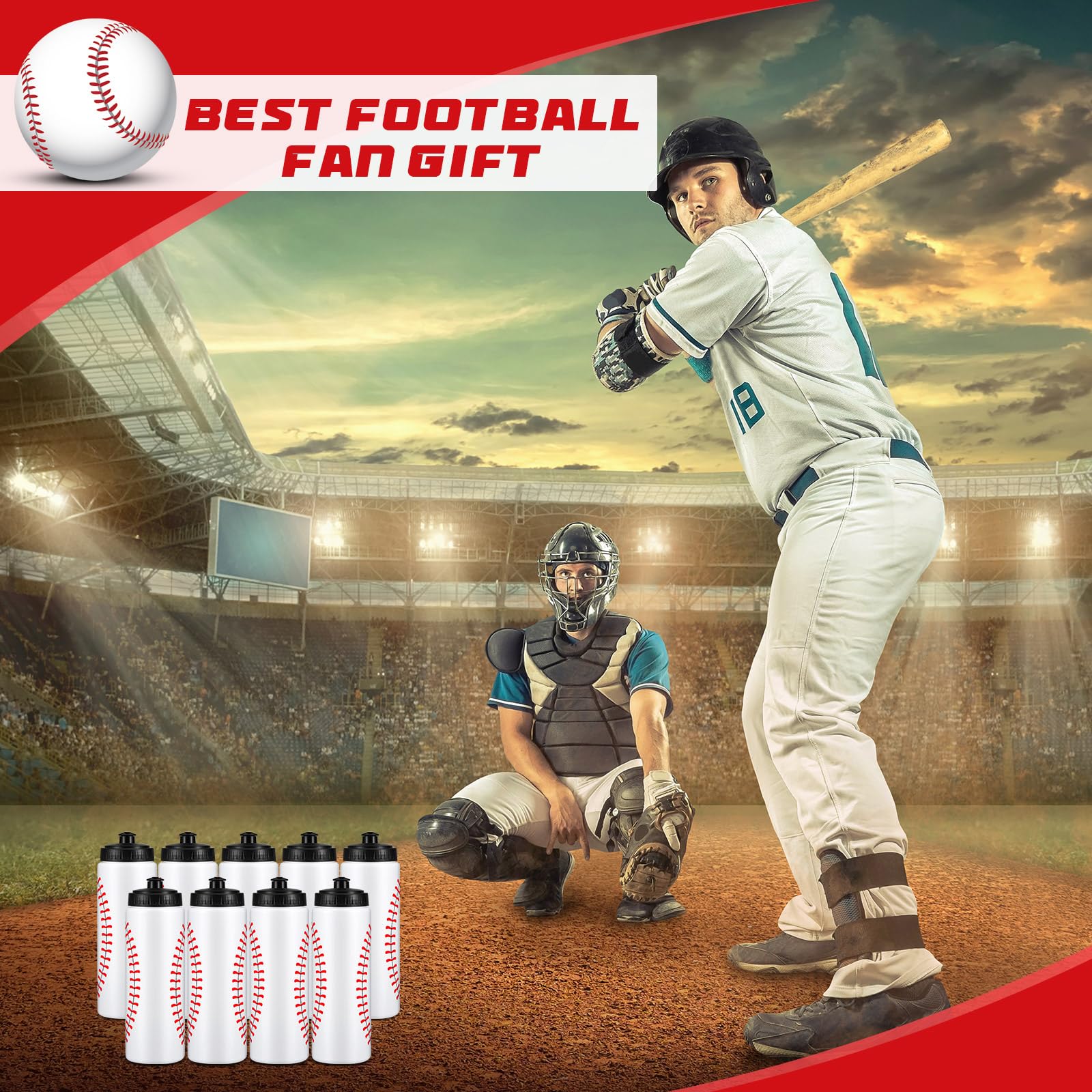6-Pack 20oz Reusable Sports Water Bottles with Pull-Top Lid - Leakproof Squeeze Bottles for Baseball, School, Gym & Outdoor Activities - BPA-Free Plastic Water Bottles for Kids, Boys & Girls