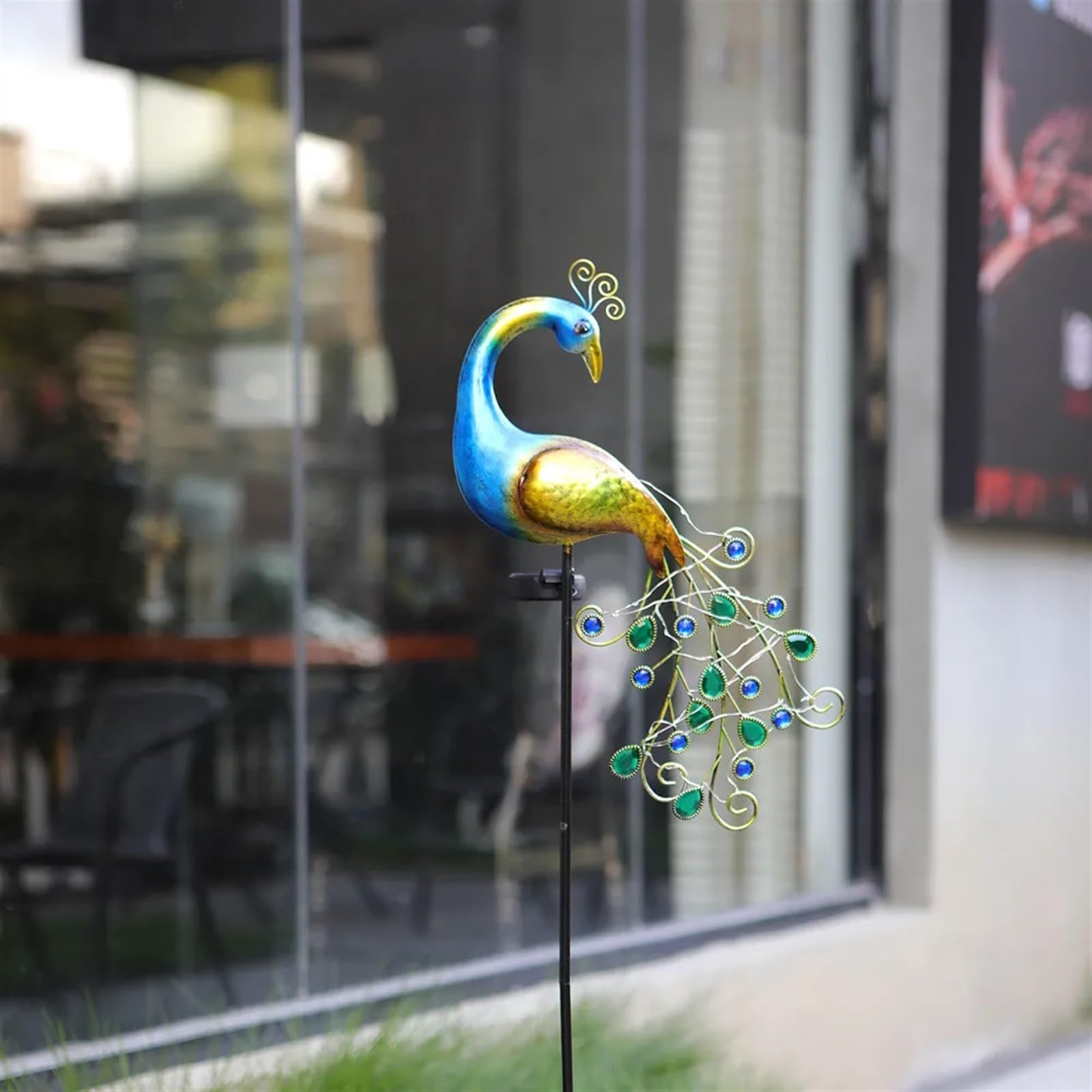 Solar Peacock Lights Outdoor - Metal Peacock Statue Figurine for Lawn, Yard & Garden Decoration - Weatherproof Landscape Sculpture with Solar LED Lighting - Perfect for Patio, Pathway & Backyard Ambiance