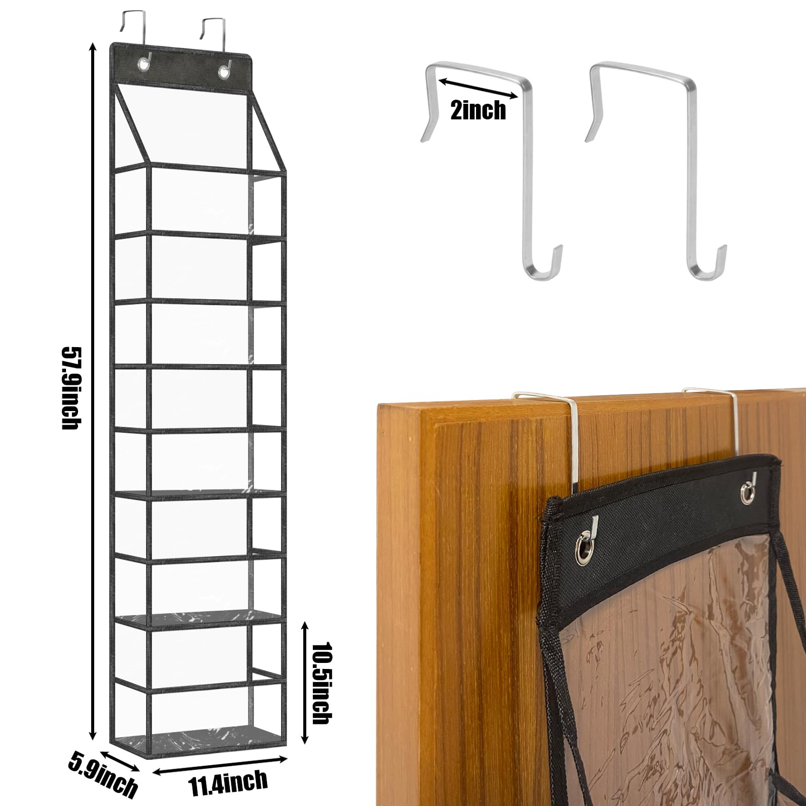 5-Shelf Over The Door Storage Organizer - Heavy Duty 25lb Capacity Hanging Door Organizer for Closet, Bedroom & Pantry - Space Saving Back of Door Storage Solution for Shoes, Toys, Cleaning Supplies & More