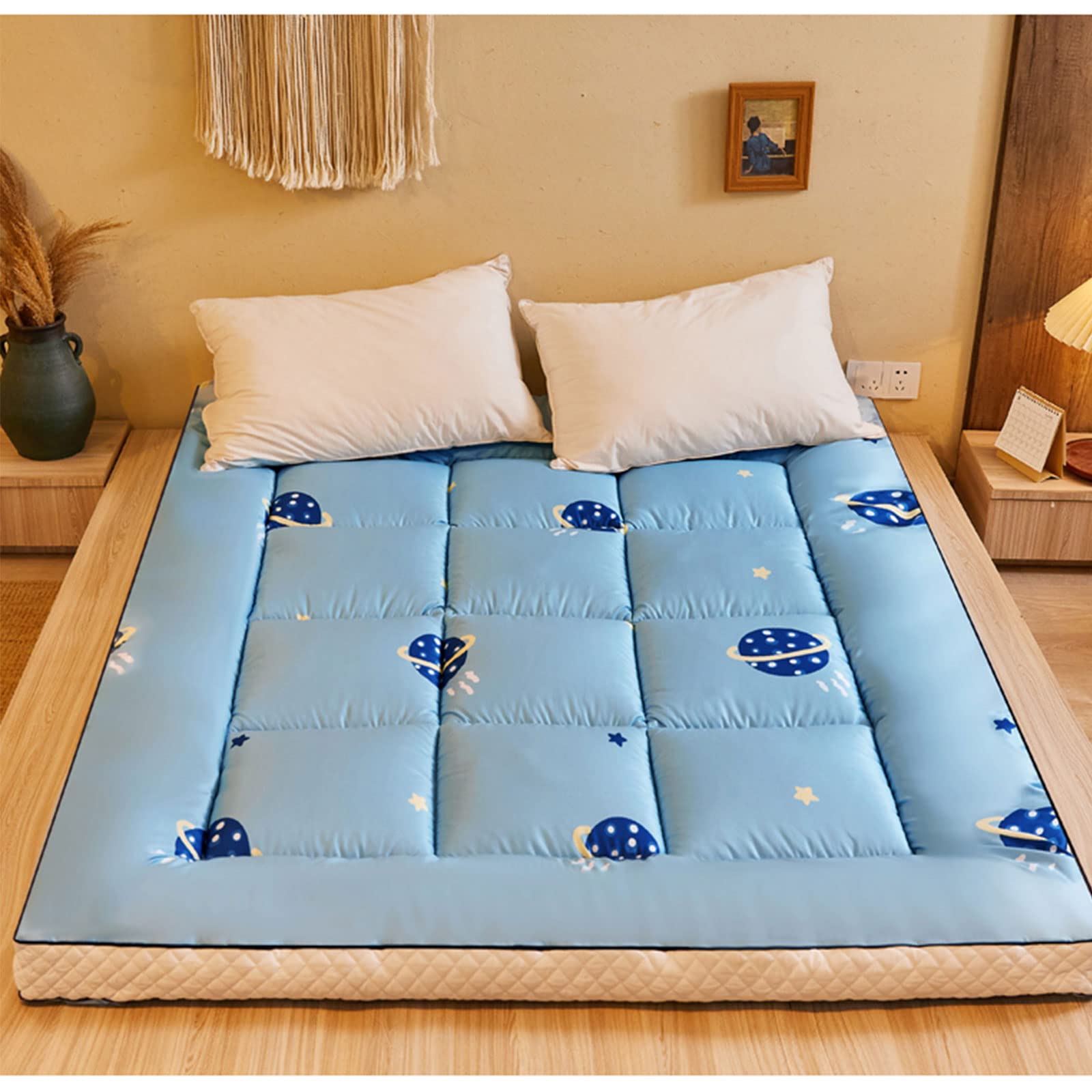 WENNEW Japanese Floor Futon Mattress - Foldable Tatami Mat for Sleeping, Camping & Minimalist Home | Roll-Up Bed Mat for Floor | Queen Size | Perfect for Small Spaces, Guest Rooms & Outdoor Adventures