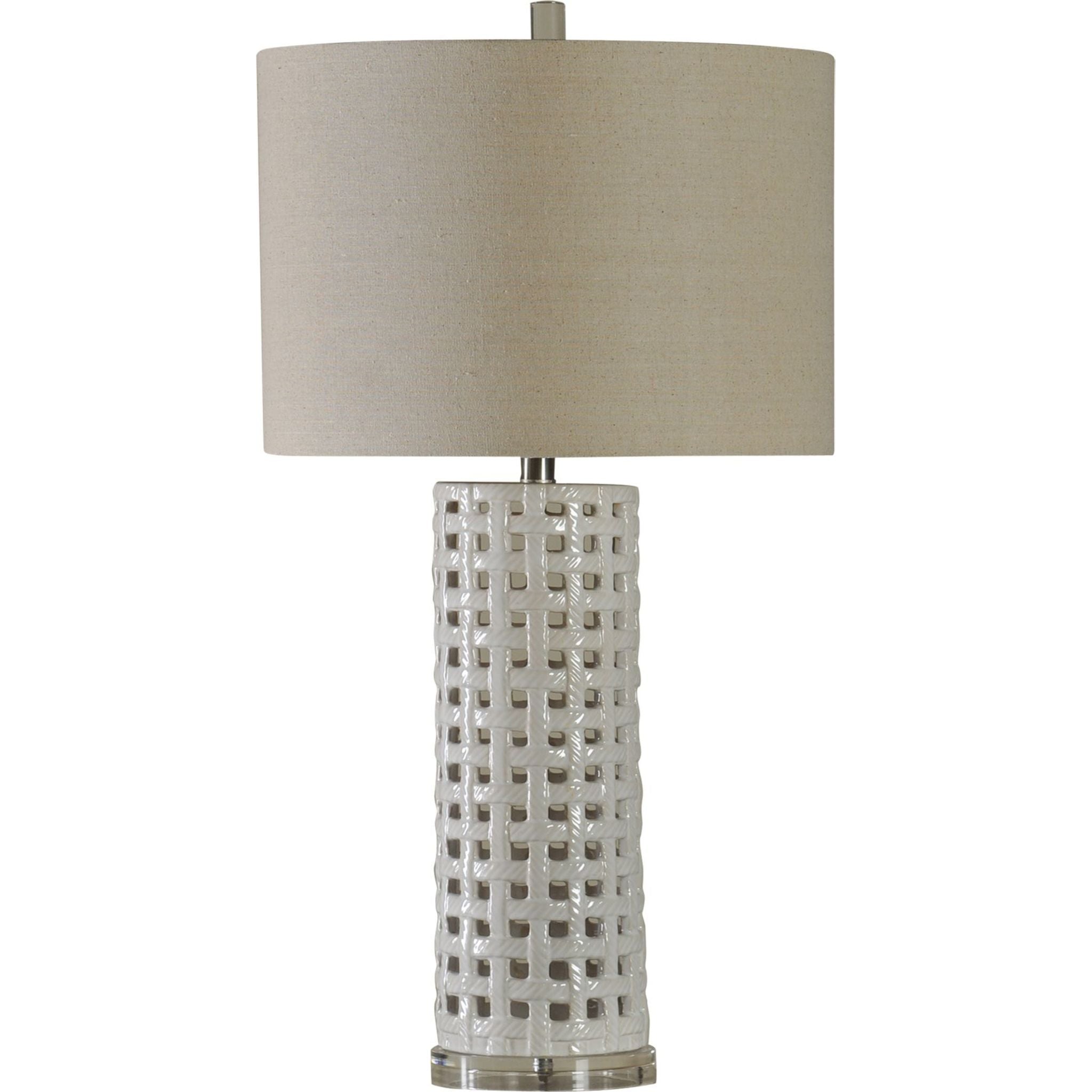 Handcrafted Ceramic Basket Weave Table Lamp - 31 Inch Modern Farmhouse Lighting for Living Room, Bedroom & Office Decor