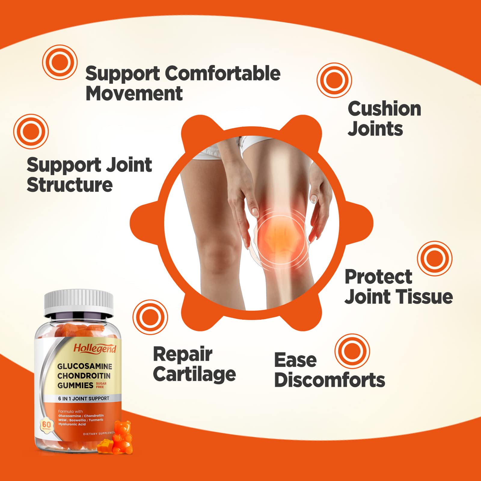 Glucosamine Chondroitin Gummies Sugar Free - 1500mg Joint Support Supplement with MSM & Turmeric for Adults (120 Count) - Supports Mobility & Comfort for Active Lifestyles