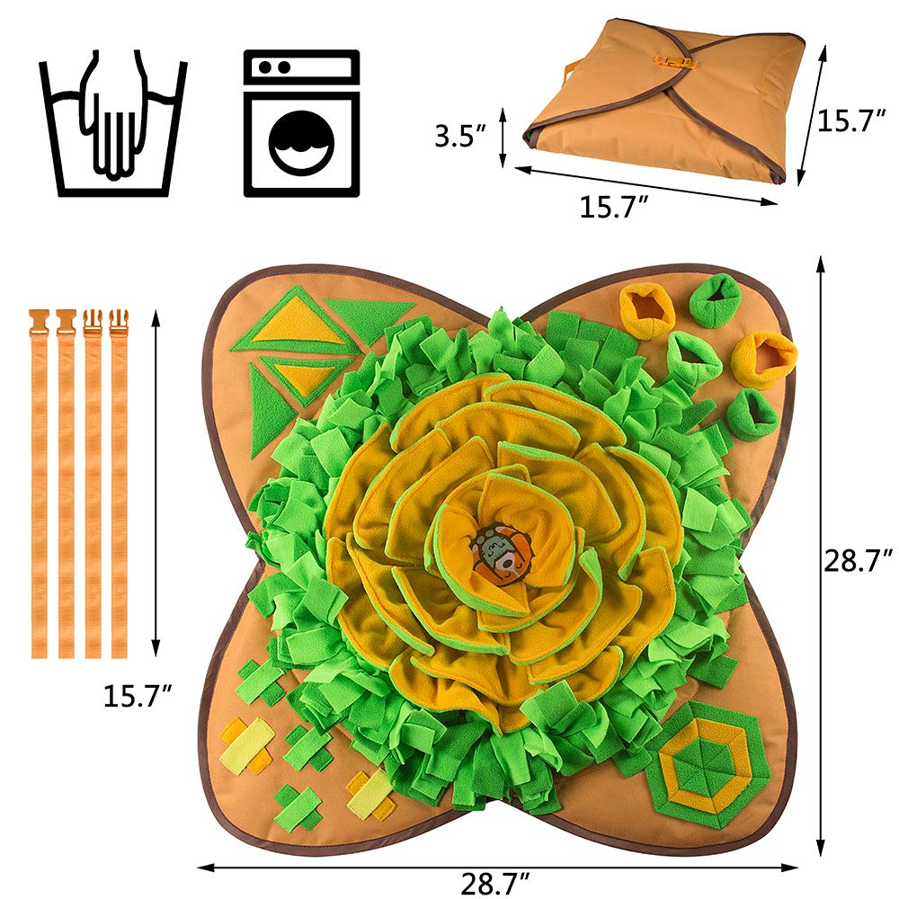 Interactive Snuffle Mat for Dogs - 28''x28'' Pet Feeding Puzzle Toy to Encourage Natural Foraging Skills | Slow Feeder & Mental Stimulation for Puppies & Adult Dogs | Perfect for Mealtime Enrichment & Indoor Play