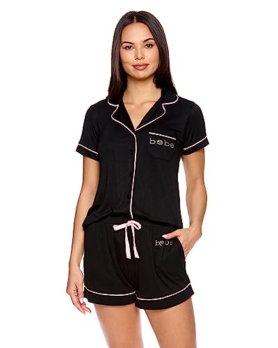 bebe Women's Pajama Sets - Button Down Shirt & Shorts Sleepwear Lounge PJ Set for Comfortable Nightwear & Relaxation at Home