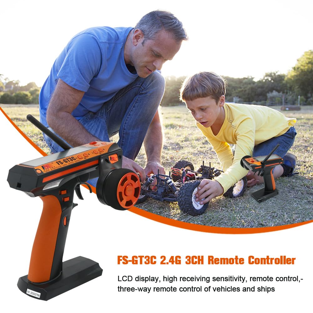 FlySky GT-3C 2.4GHz Radio Controller for RC Cars, Drones & Boats - Titanium Edition | Wireless Remote Control Transmitter with Long Range & Precise Handling | Perfect for Hobbyists, Racing & Outdoor Adventures