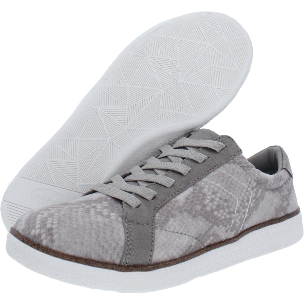 Dr. Scholl's Women's Comfort Sneakers - Breathable Lace-Up Low Top Cushioned Walking Shoes in Gray, Size 8.5 | Perfect for Casual Wear, Work & Daily Activities