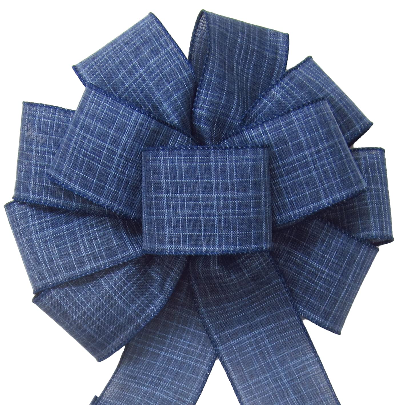 10 Inch Denim Navy Blue Linen Wreath Bows - Rustic Patriotic Decor for 4th of July, Wreaths & DIY Crafts | Perfect for Home Decor, Party Supplies & Seasonal Celebrations by Alpine Holiday Bows