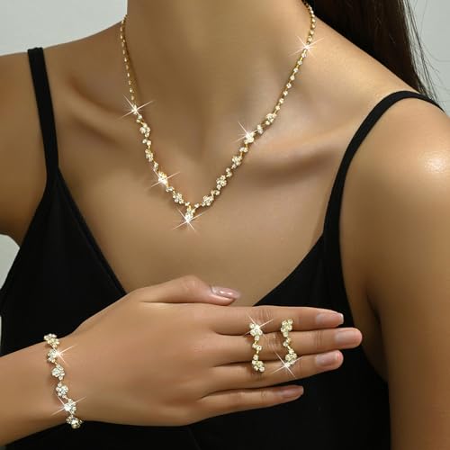 F: gold necklace earrings set