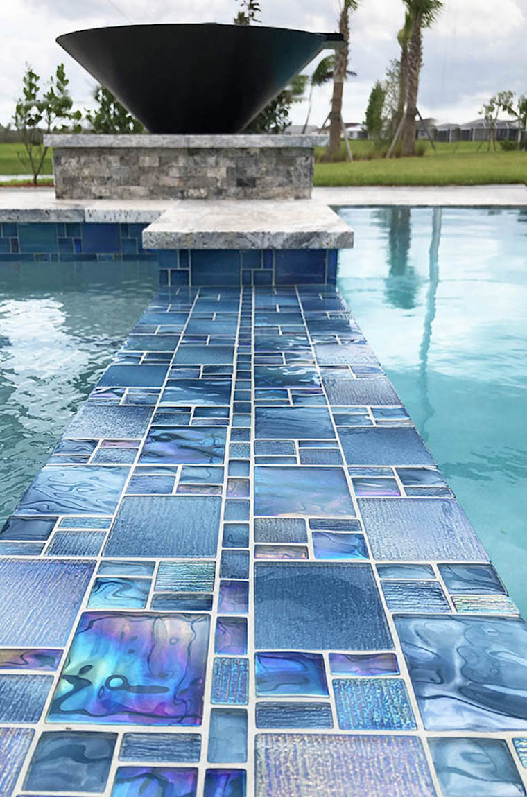 Iridescent Glass Tile French Pattern Space Blue - Stunning Mosaic for Kitchen Backsplash, Bathroom Wall, and DIY Home Decor