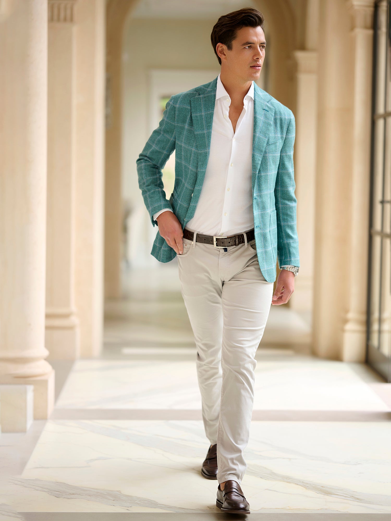Stylish Denton Windowpane Check Blazer for Men - Classic Office & Formal Wear | Perfect for Business Meetings, Weddings & Special Occasions