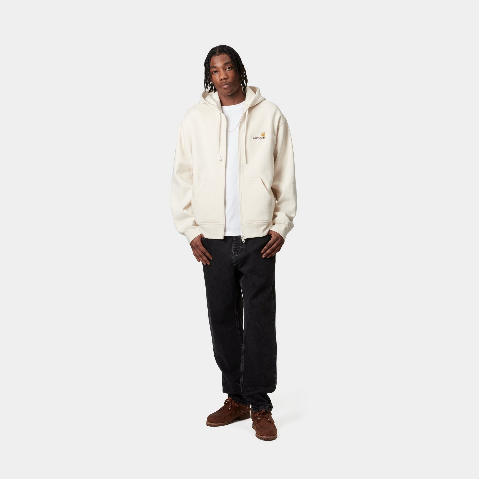 Hooded American Script Jacket in Natural Color - Stylish & Comfortable Outerwear for Men & Women | Perfect for Casual Outings, Streetwear Fashion & Cool Weather