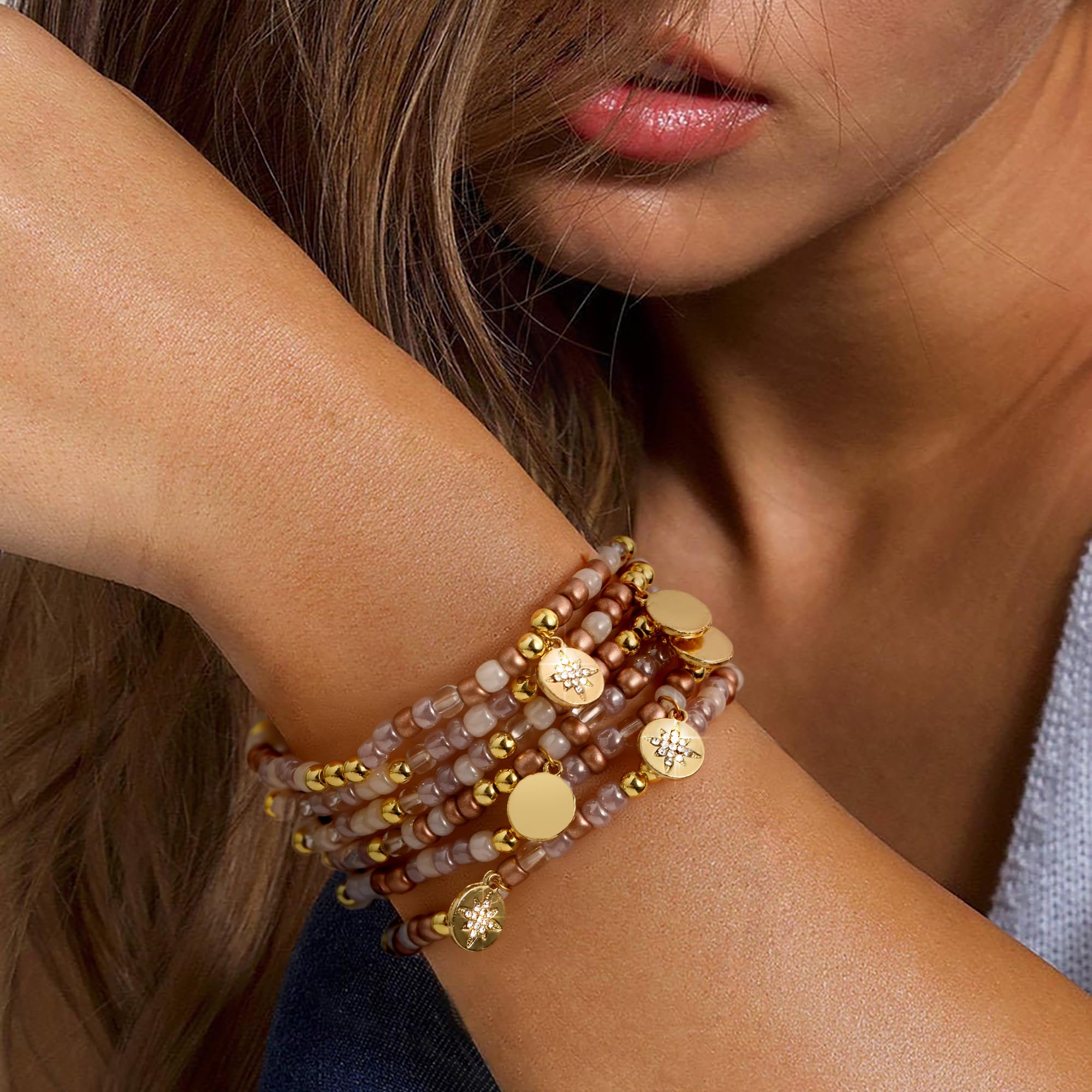 JSJOY Personalized Name Bracelets for Women - Michelle Gold Friendship Bracelets, Thoughtful Daughter Gifts from Mom, Elegant Birthday Jewelry for Her, Perfect for Everyday Wear & Special Occasions