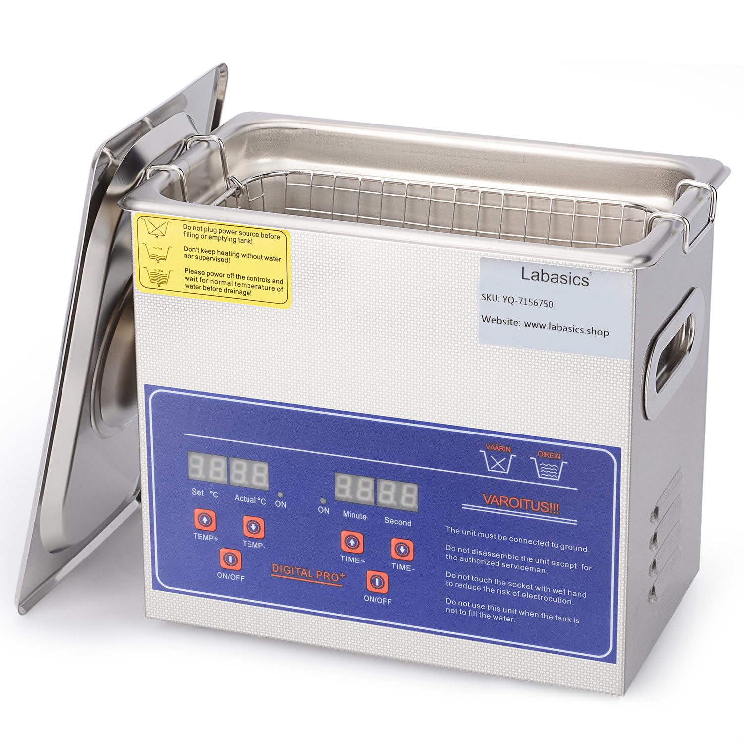 Labasics Professional Ultrasonic Cleaner 3.2L - Stainless Steel Digital Ultrasonic Cleaning Machine with Timer & Temperature Control - 110V for Jewelry, Glasses, Dentures, Laboratory Equipment & Industrial Parts Cleaning
