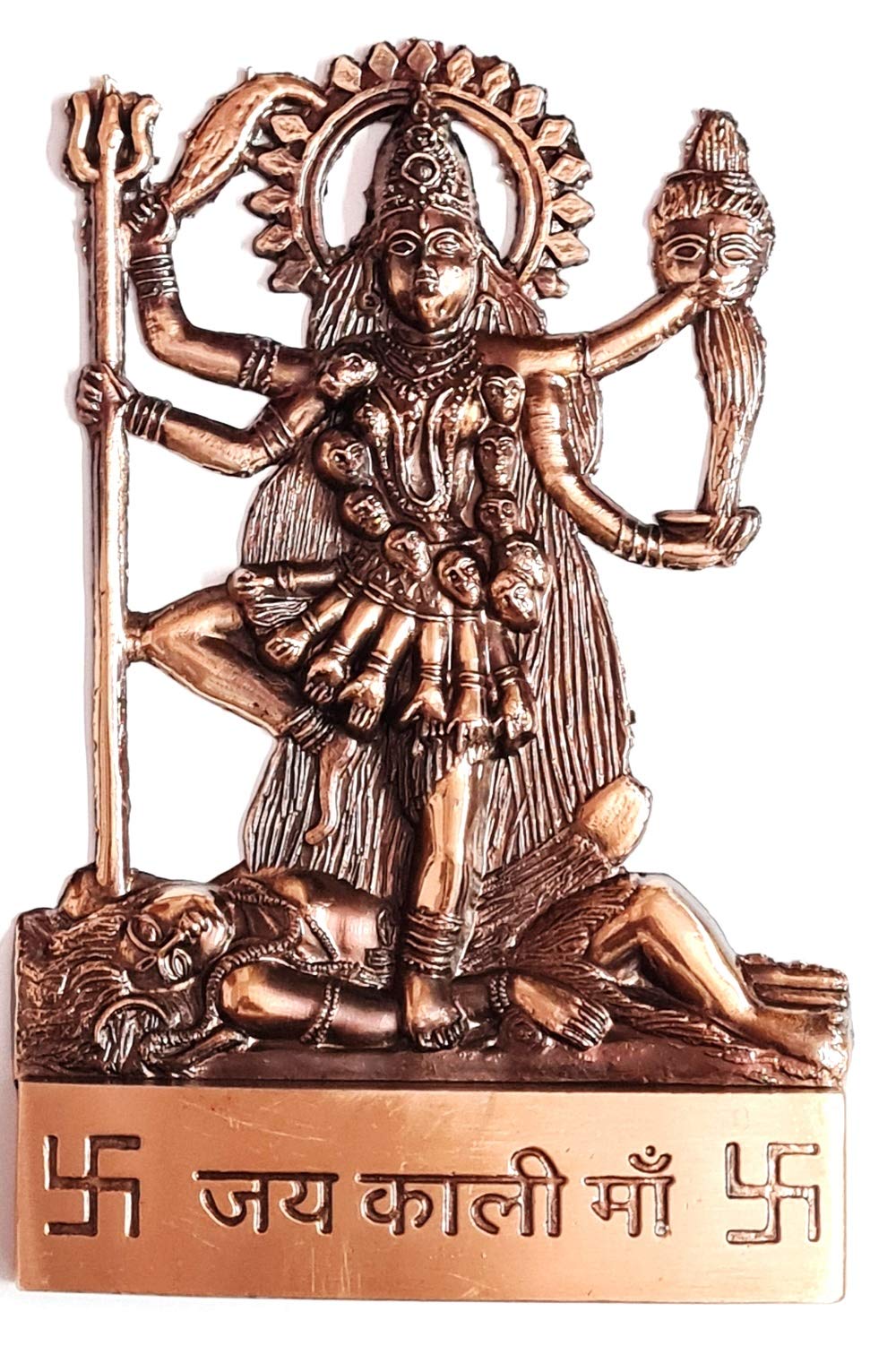 Handmade Kali Goddess Statue Standing on Shiv - Spiritual Mix Metal Sculpture for Home Altar, Meditation & Hindu Devotional Decor