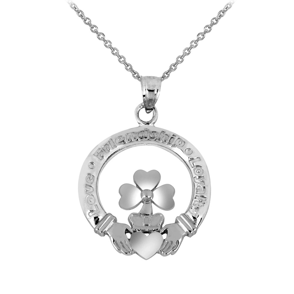925 Sterling Silver Clover Claddagh Charm Pendant Necklace for Women - Irish Jewelry Gift for St. Patrick's Day, Birthday & Anniversary - Elegant Celtic Symbol Necklace for Everyday Wear & Special Occasions