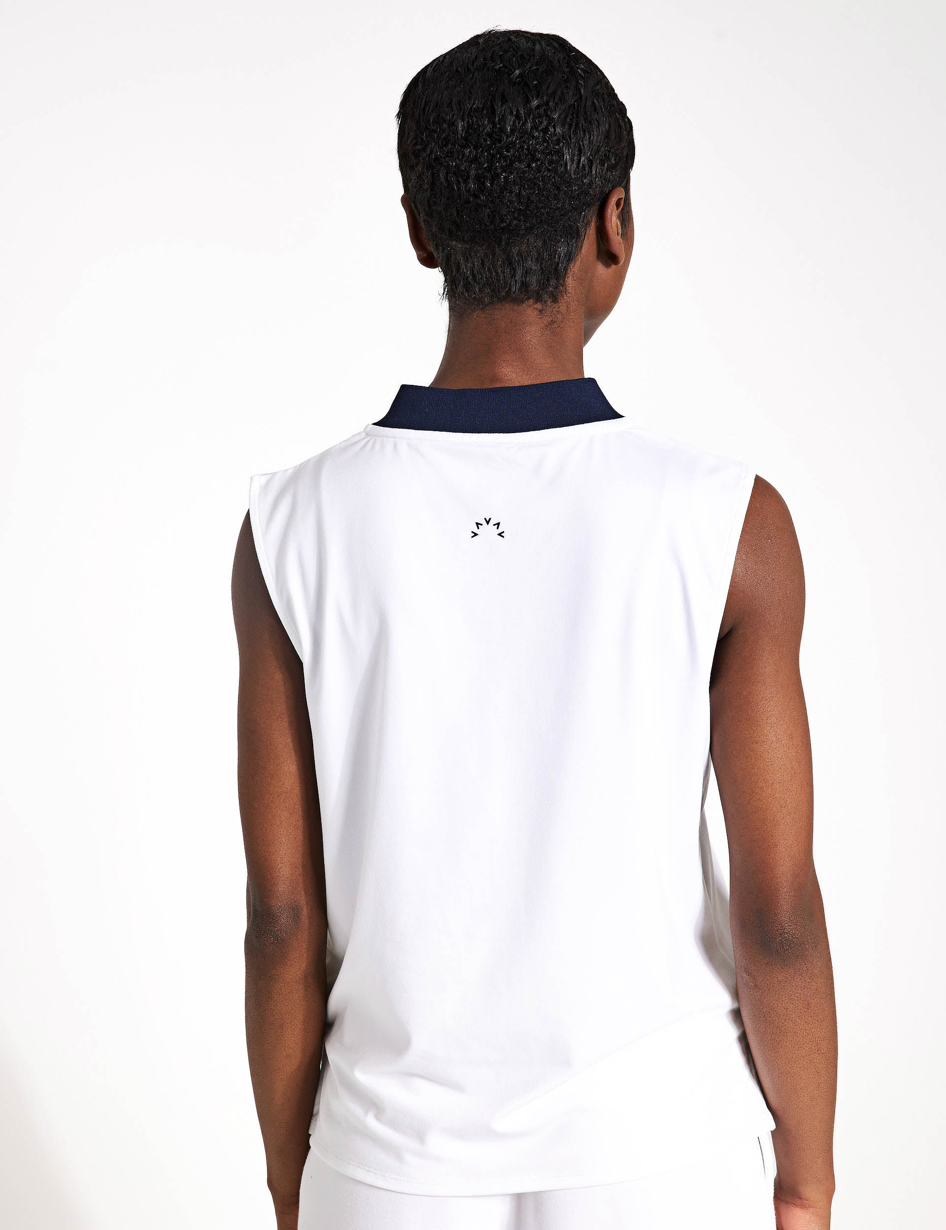Shelby Performance Tank Top for Women - Breathable White & Blue Nights Athletic Shirt - Gym, Running, Yoga & Workout Apparel