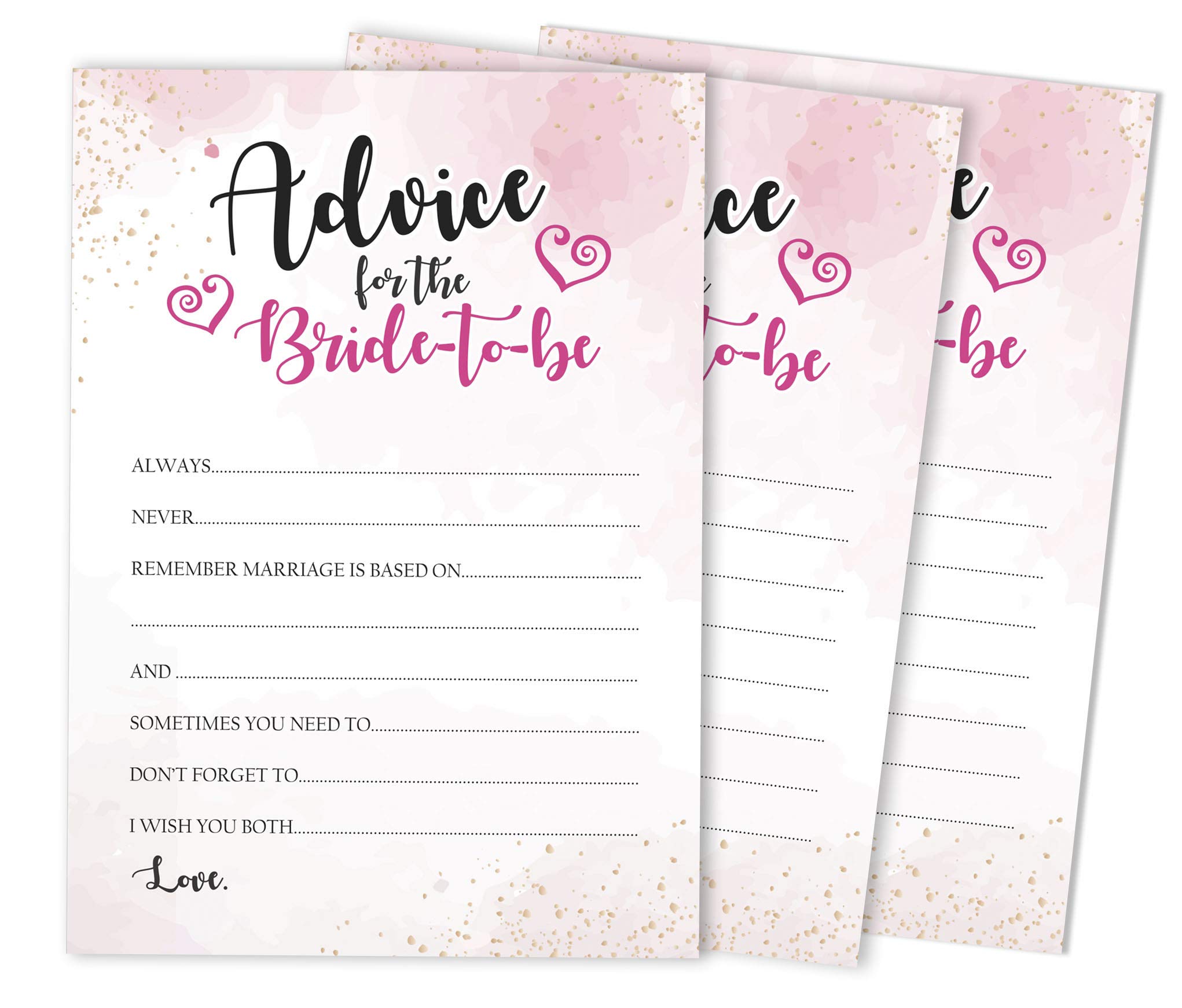 50 Watercolor Splash Bridal Shower Cards Set - Fun Wedding Activity Game for Bridesmaids & Guests - Perfect for Bachelorette Parties & Wedding Showers