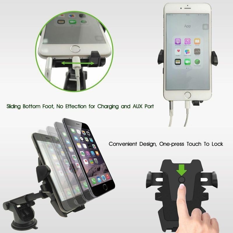 360° Universal Suction Cup Car Phone Holder - Windshield & Dashboard Mount for iPhone, Android Smartphones - Perfect for GPS Navigation, Hands-Free Driving & Road Trips