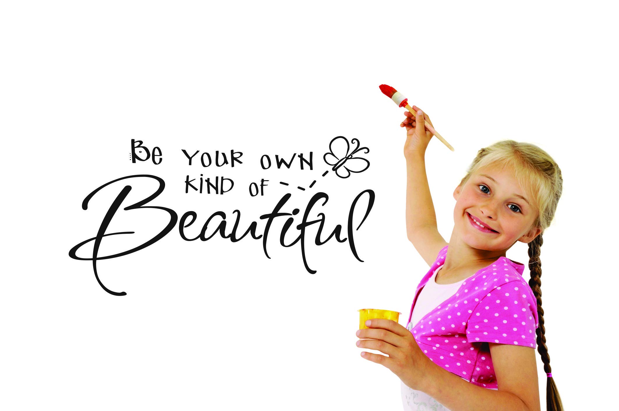 Beautiful Butterfly Wall Decal - Inspirational 'Be Your Own Kind of Beautiful' Quote Vinyl Sticker for Girls' Bedroom Decor (14x20 Inch) - Perfect for Kids' Room, Nursery, and Home Wall Art