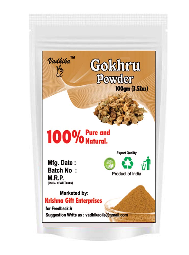 VADHIKA Gokhru Powder (Tribulus Terrestris) - 100% Natural Caltrops Gokharu Powder for Energy & Vitality - 100g Pack - Perfect for Herbal Tea, Ayurvedic Remedies & Wellness Supplements