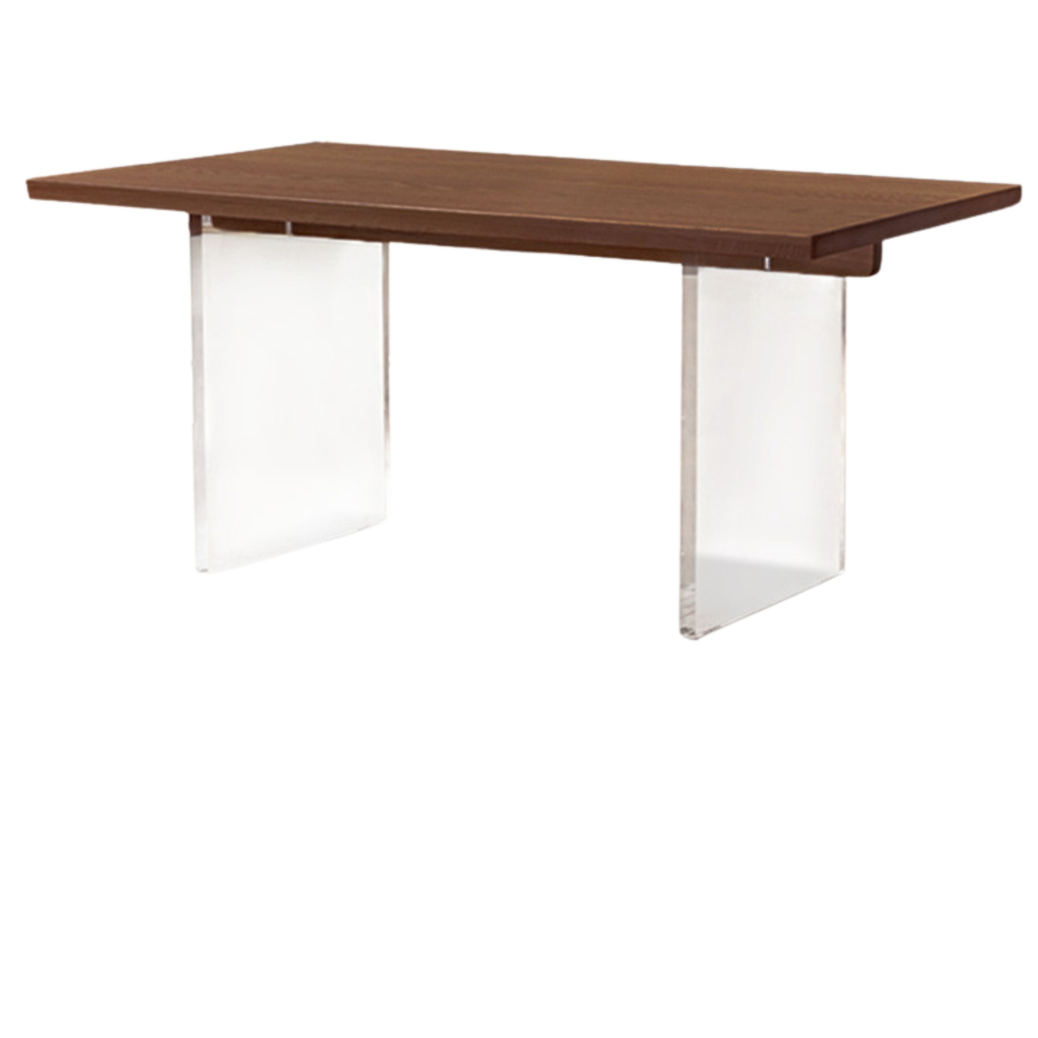 Solid Oak & Black Walnut Acrylic Floating Dining Table - Large Size Modern Wooden Table for Dining Room, Kitchen, and Open Concept Living Spaces