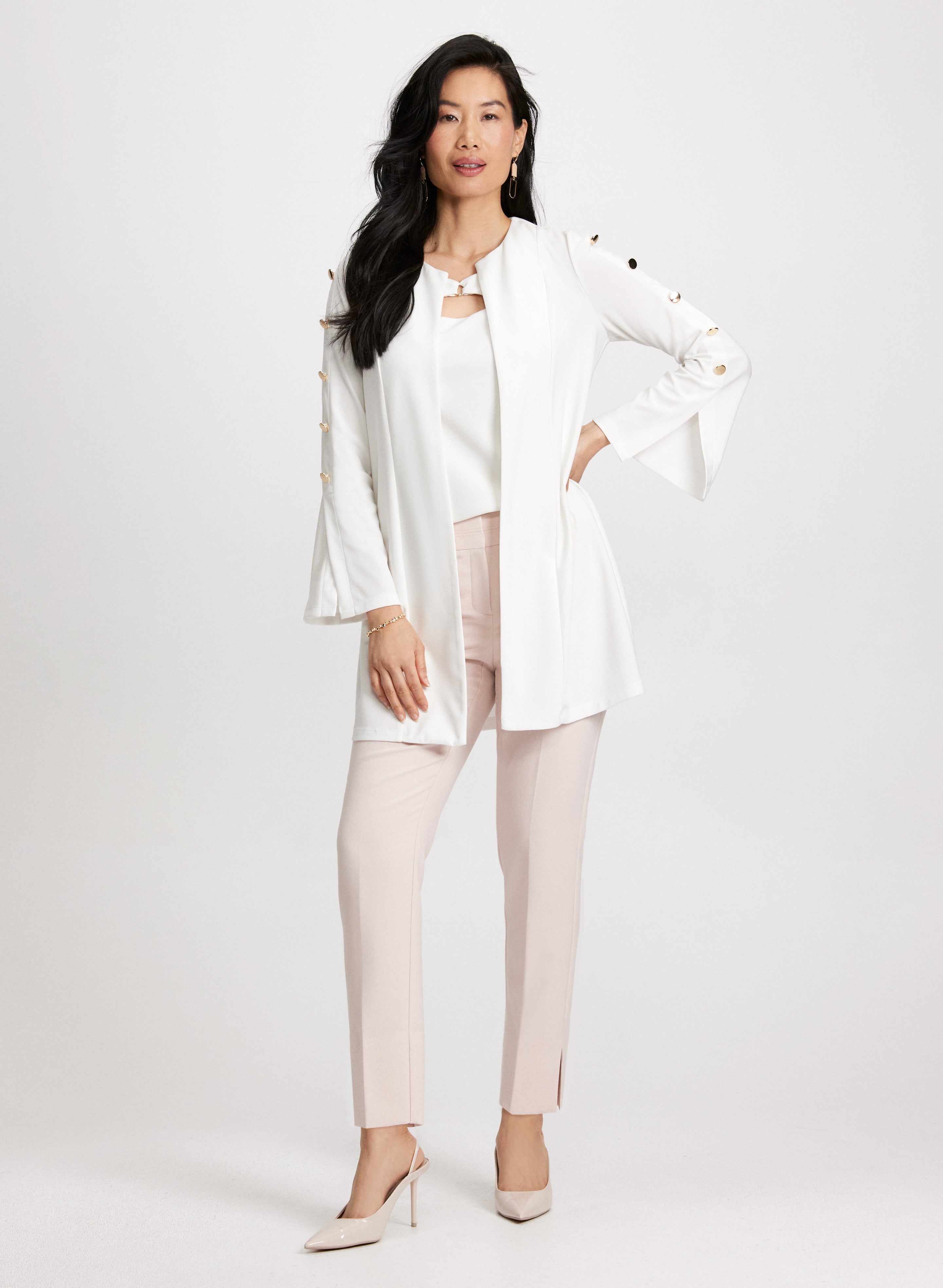 Button Detail Open Front Top - Stylish Women's Blouse for Casual Wear & Office Outfits | Perfect for Layering and Everyday Fashion