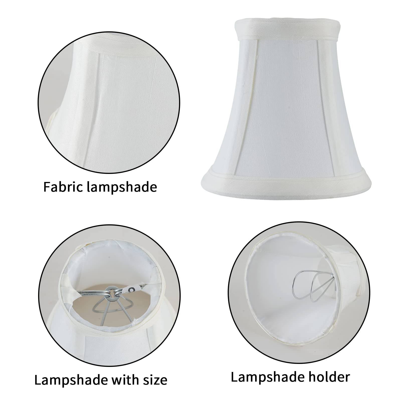 Mini Lamp Shade Clip On for Candelabra Bulbs - White Barrel Fabric Shade for Chandelier & Wall Lamps | DIY Lighting Accessories | Perfect for Bedroom, Living Room & Home Decor