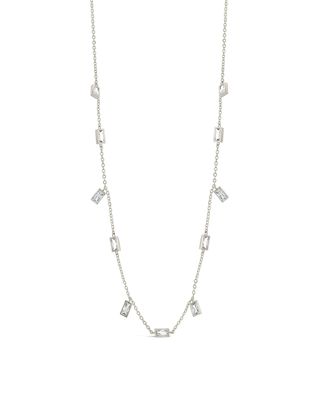 Tori Stationed Bezel CZ Charm Necklace - Elegant Cubic Zirconia Pendant Jewelry for Women, Perfect for Parties, Weddings & Everyday Wear