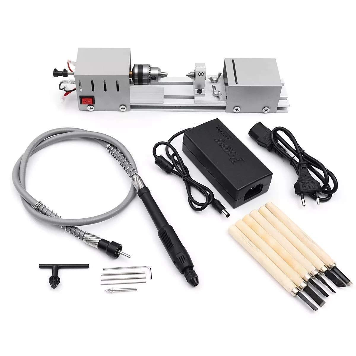 LIANGANAN Power Wood Lathe - Mini Woodworking Lathe Machine for DIY, Polishing, Cutting & Drilling | Perfect for Home Workshops & Craft Projects