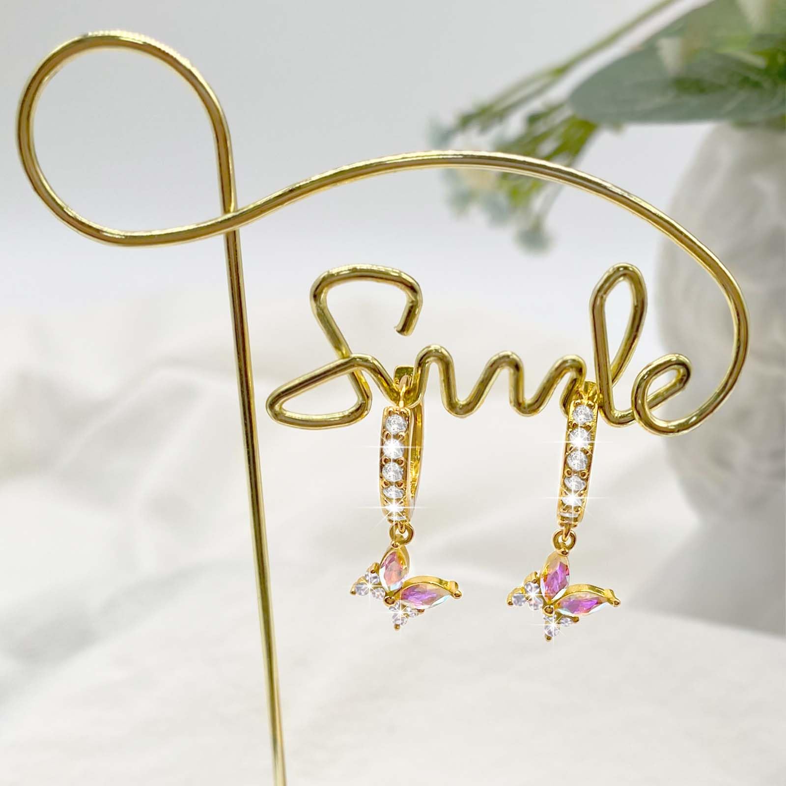 925 Sterling Silver Butterfly Drop Dangle Huggie Zircon Earrings for Women | Elegant Water Drop Hoop Earrings | Lightweight Dainty Jewelry Gift for Her | Perfect for Date Night, Wedding & Everyday Wear