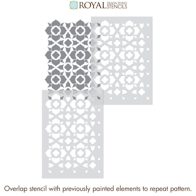 Duomo Tile Allover Stencil - Reusable DIY Wall & Floor Stencil for Home Decor, Moroccan Pattern - Perfect for Bathroom, Kitchen Backsplash, and Accent Walls