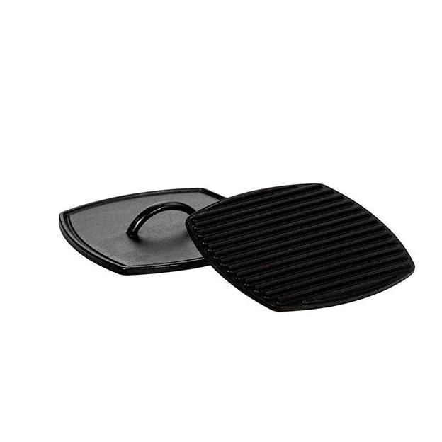 LODGE 8.25 Inch Pre-Seasoned Cast Iron Panini Press Grill - Perfect for Sandwiches, Burgers & Indoor/Outdoor Cooking