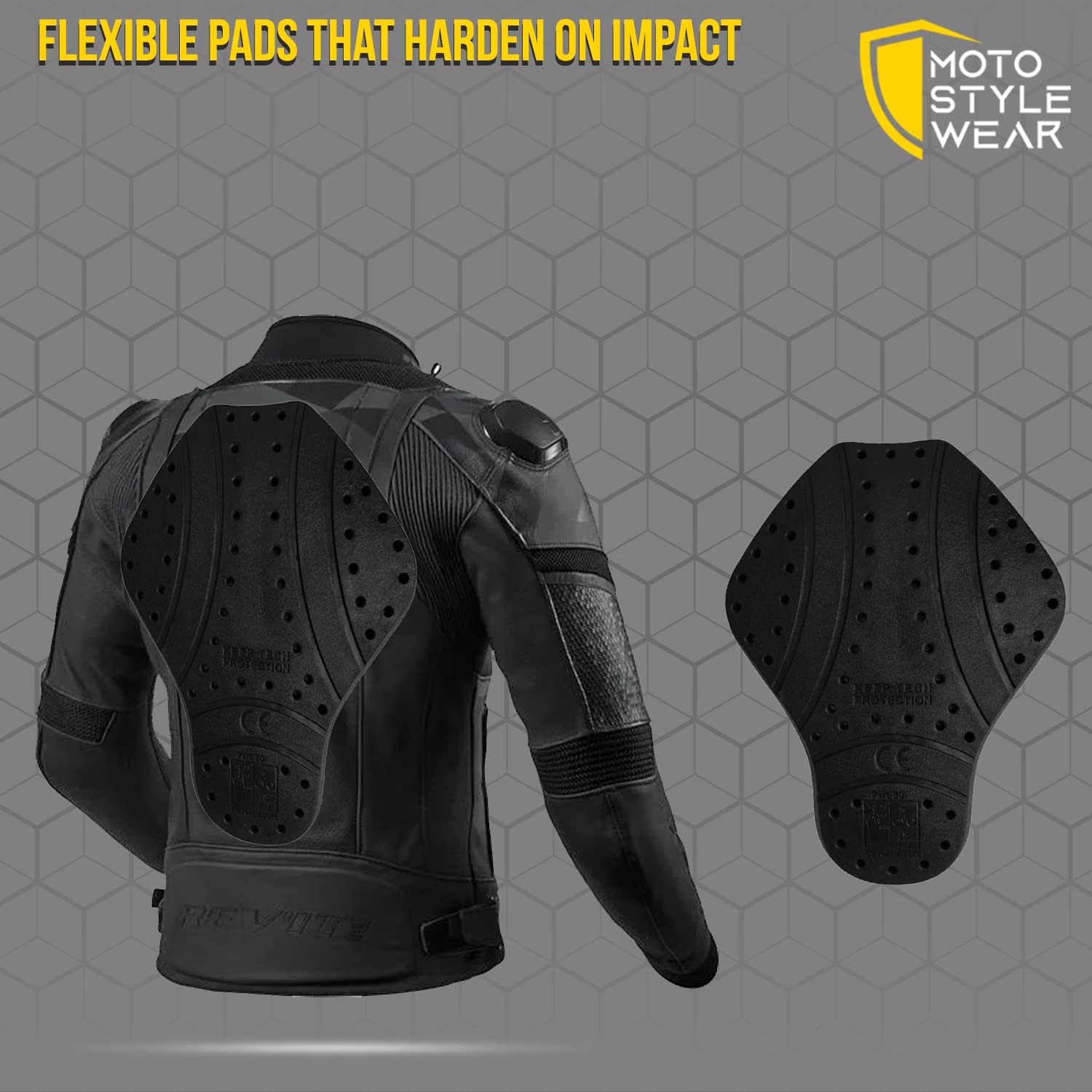 CE Certified Level 1 Back Protector Pads - Motorcycle Armor Replacement for Men & Women - Impact Protection for Riding Jackets - Perfect for Street Bikes, Cruisers, and Touring Motorcycles