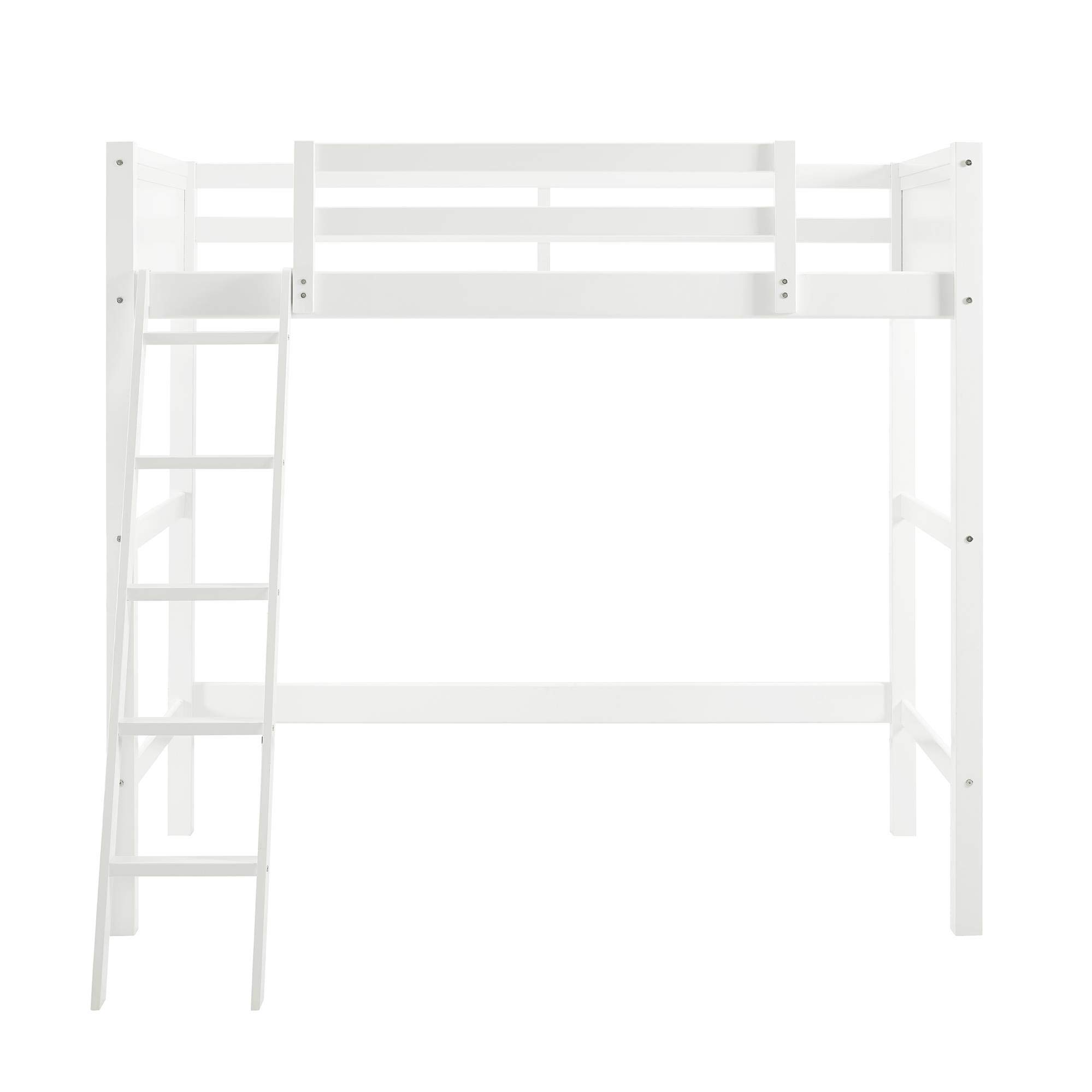 DHP Moon Bay Twin Loft Bed in White - Space-Saving Pine Wood Loft Bed for Kids & Teens - Perfect for Small Bedrooms, Dorms & Studio Apartments