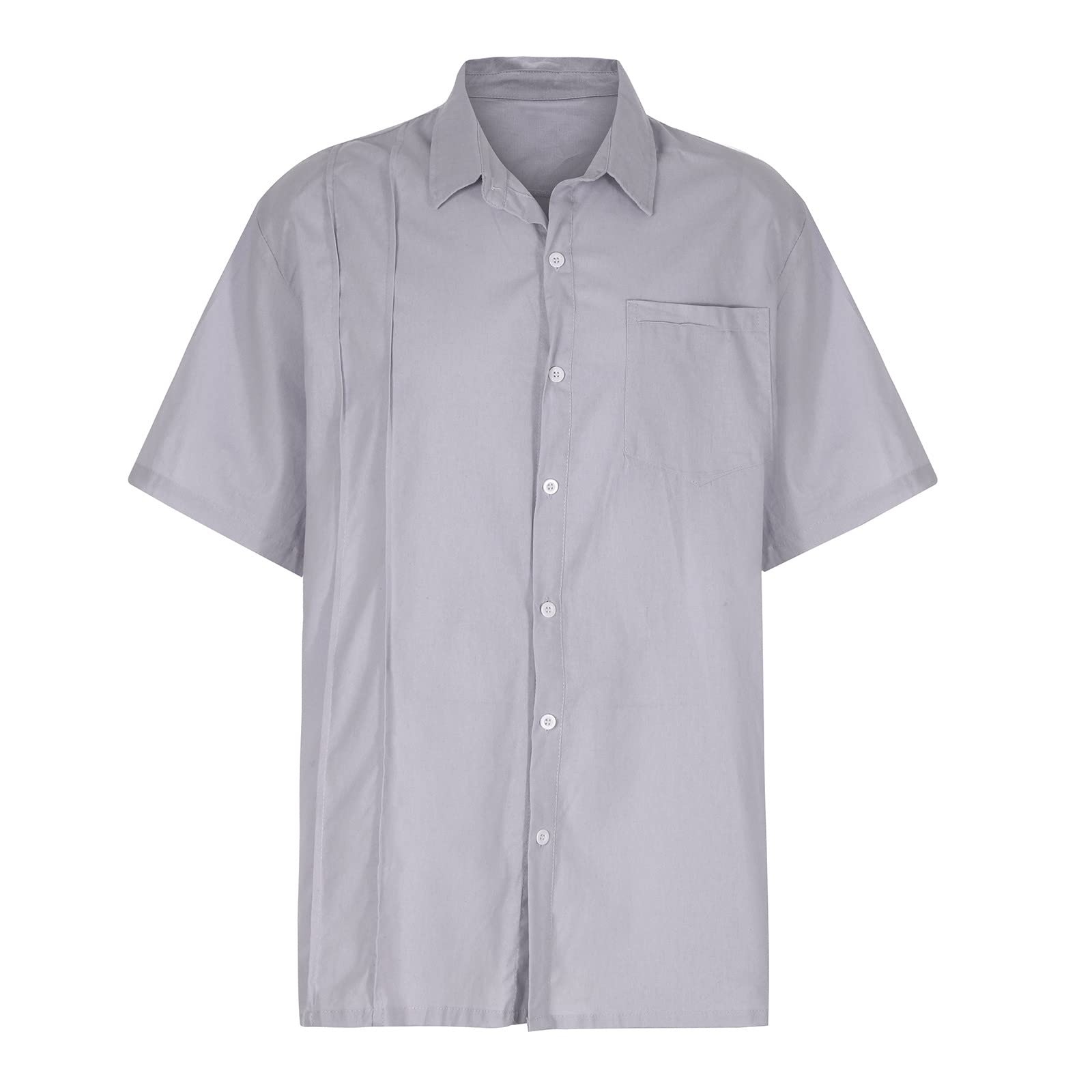 Men's Casual Button Down Shirt - Breathable Cotton Linen Blend Long Sleeve Shirt in Gray | Perfect for Office Wear, Date Night & Weekend Outfits