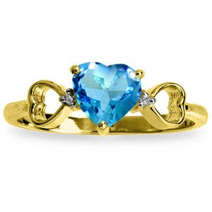 0.96 Carat 14K Solid Yellow Gold Blue Topaz Diamond Ring - Elegant Light of Mine Engagement Ring for Women, Perfect for Proposals, Anniversaries & Special Occasions