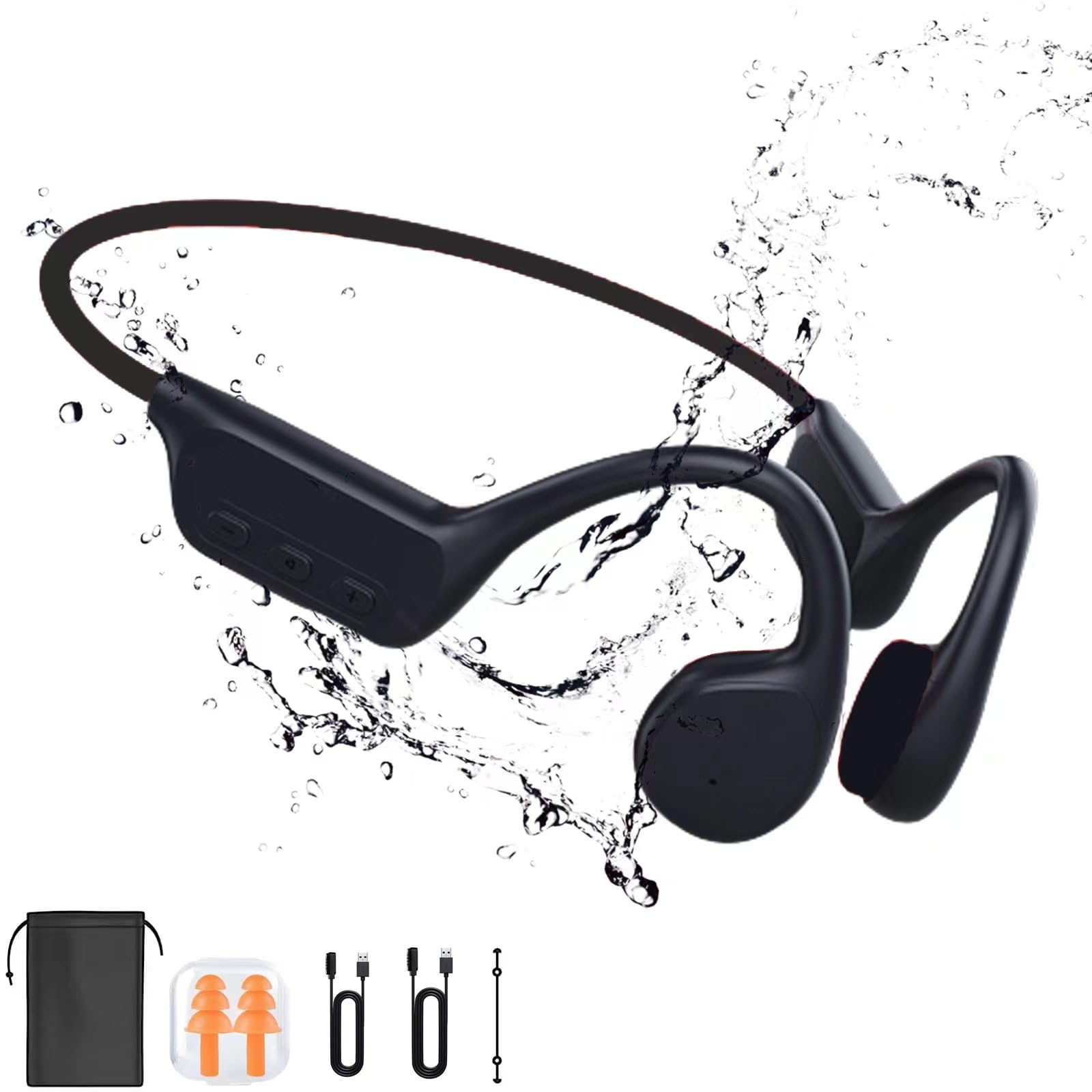 Gogailen Bone Conduction Headphones IPX8 Waterproof - Wireless Bluetooth 5.3 Open Ear Headphones with 32GB MP3 Player for Swimming, Running, Cycling & Gym - Dark Color | Perfect for Workouts, Outdoor Sports & Water Activities