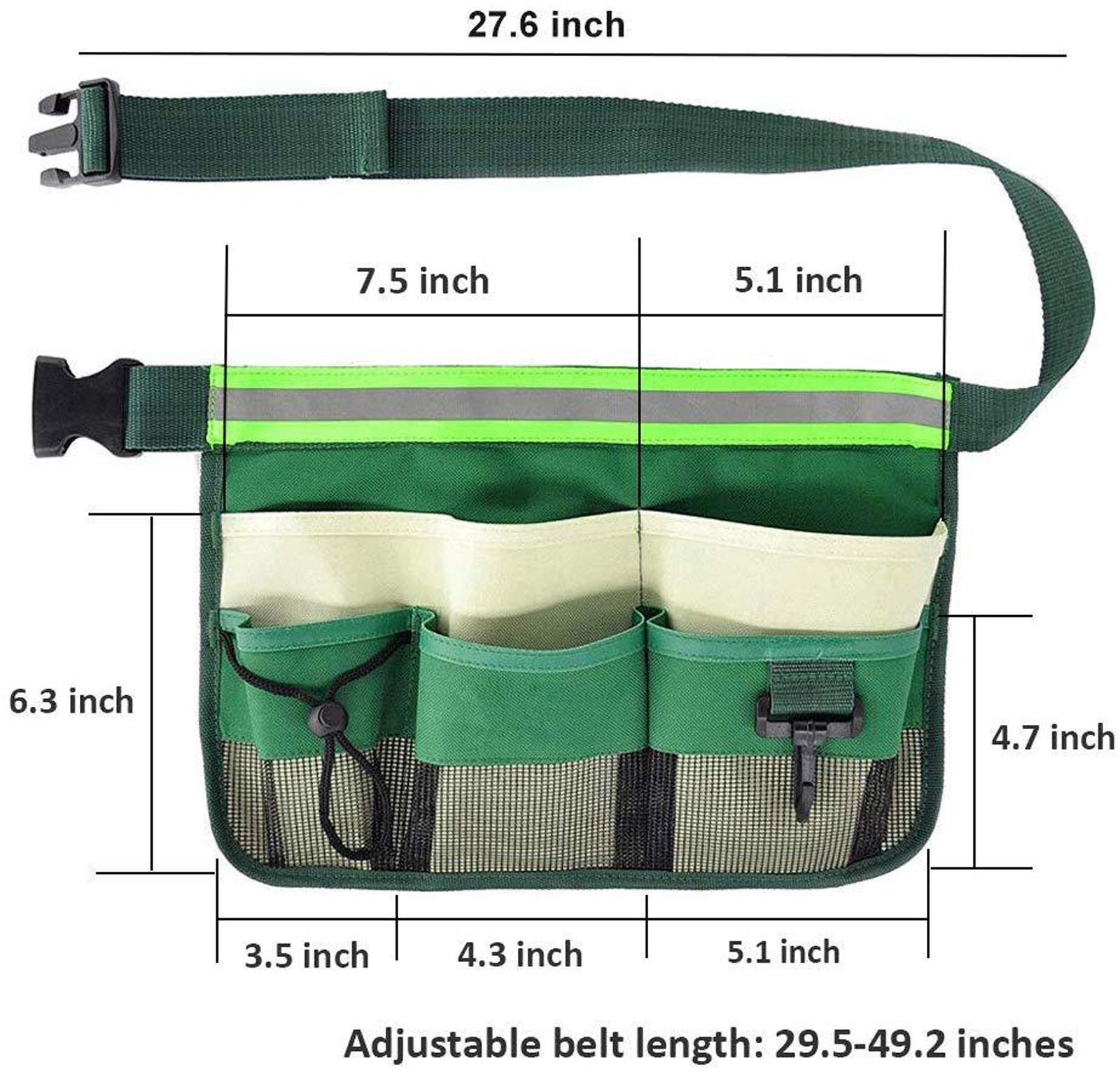 Heavy Duty Gardening Tool Belt with 7 Pockets - Durable Waist Apron for Garden Work, Mesh Organizer Pouch for Landscaping, Planting & Outdoor DIY Projects