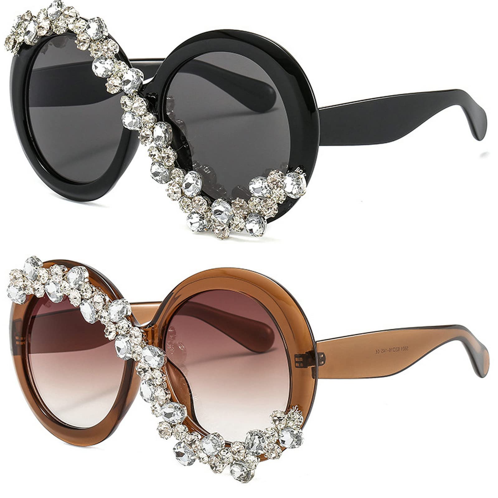 Sparkling Round Diamond Sunglasses with Rhinestone Frame – Crystal Glasses for Women, Fashion Accessories for Parties, Weddings & Outdoor Events