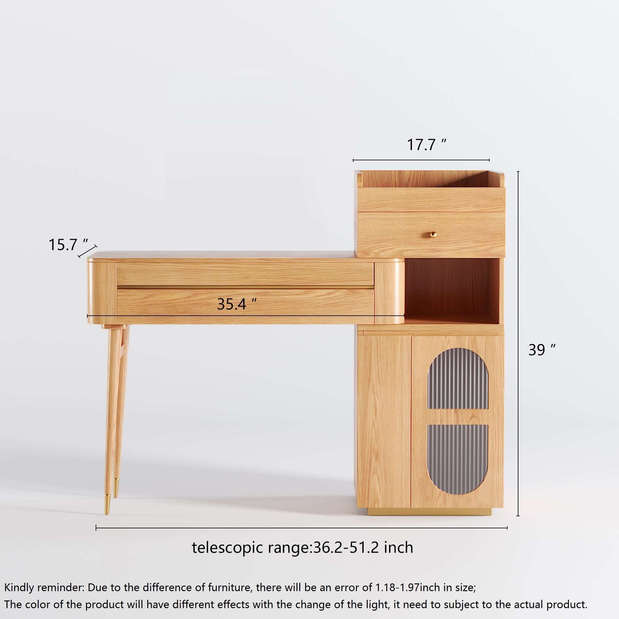 Large Wooden Makeup Vanity Table with Side Cabinet & Drawers - Spacious Storage for Beauty Essentials | Perfect for Bedroom, Dressing Room & Beauty Salon Organization