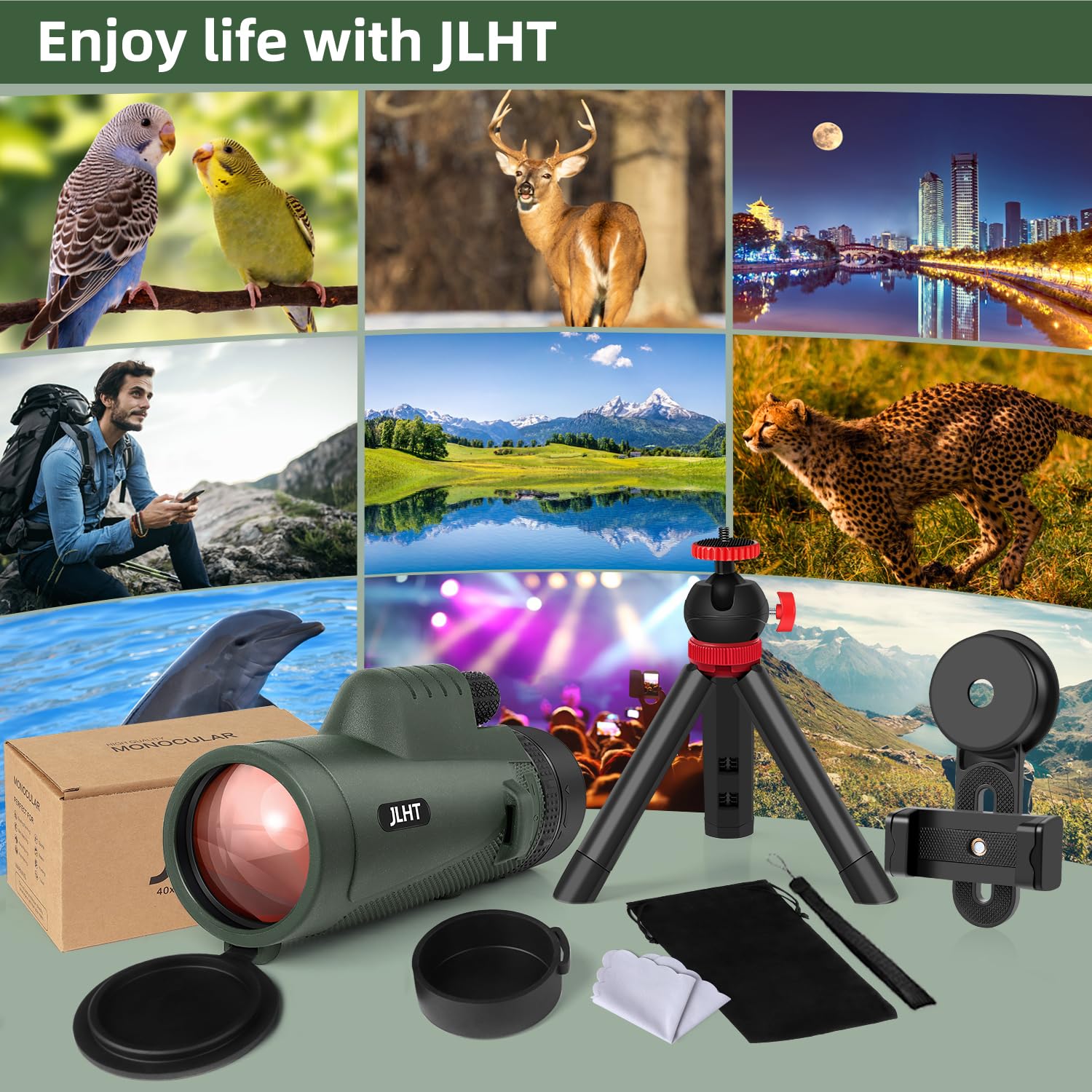 40X60 High Power Monocular Telescope with Smartphone Adapter & Tripod - BAK4 Prism FMC Lens for Bird Watching, Hunting, Hiking, Camping | Perfect for Outdoor Adventures, Wildlife Observation, and Travel Photography