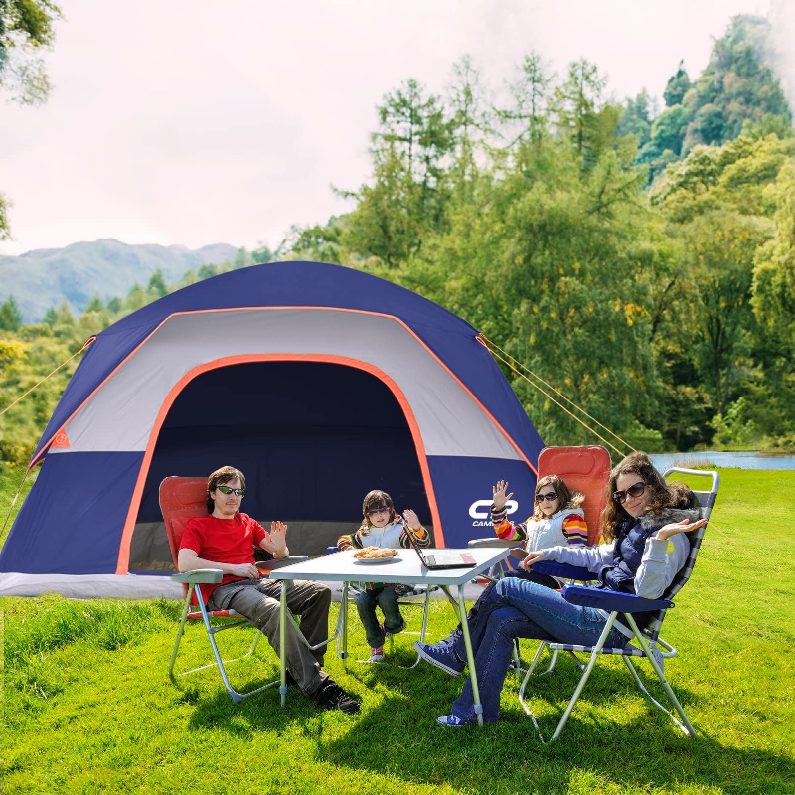 CP Tent 3/4/6/8 Person Waterproof Windproof Family Camping Tent with Rainfly - Large Mesh Windows & Wide Door - Easy Setup Portable Dome Tent with Carry Bag - Perfect for Backpacking, Hiking & Outdoor Adventures