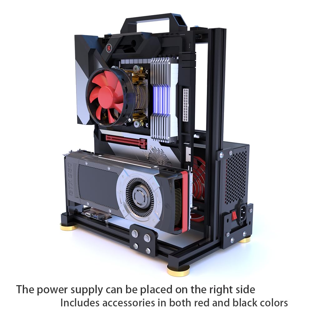DIY Aluminum Open Frame PC Case - Test Bench for Water Cooling, Supports ITX, mATX, ATX, EATX Motherboards (3.ATX) | Perfect for PC Builders, Gamers & Server Setups