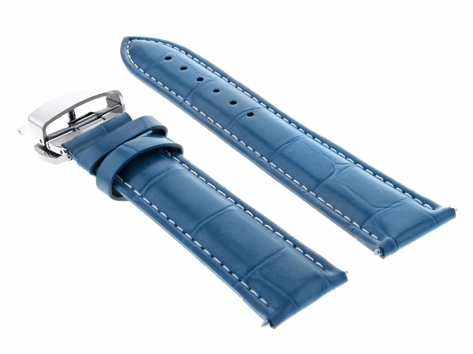 18mm Light Blue Leather Watch Band for Oris - Office & Casual Wear