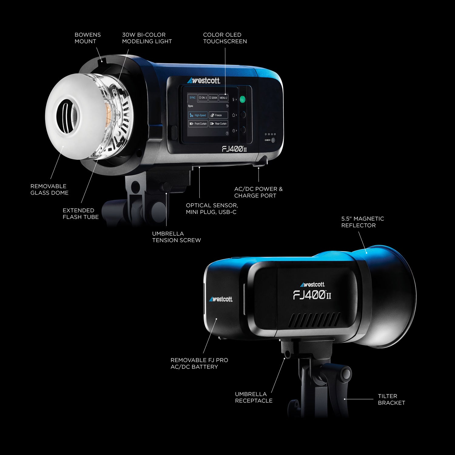 FJ400 II Professional Strobe 2 Light Backpack Kit - Portable Photography Lighting for Outdoor Studio & On-Location Shoots